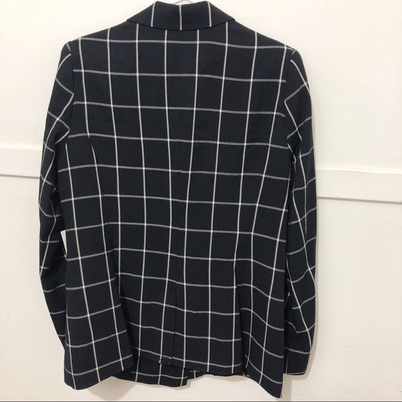 🆕 Dex Double Breasted Windowpane Blazer Medium Navy Mono Grid - Picture 4 of 8